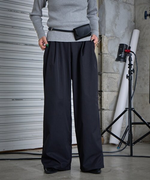 goocy（グーシー）の「【シワになりにくい】ツーワイドパンツ（その他パンツ・レディース・ブラック/チャコールグレー・FREE）」の6枚目の写真