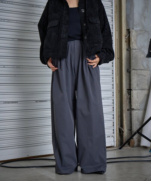 goocy（グーシー）の「【シワになりにくい】ツーワイドパンツ（その他パンツ・レディース・ブラック/チャコールグレー・FREE）」の9枚目の写真