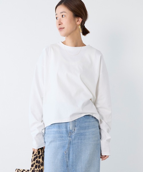 MICA&DEAL(マイカ&ディール)の「ワンポイント刺繍ロングTシャツ(Tシャツ/カットソー・レディース・ホワイト/ブラウン・FREE)」の11枚目の写真