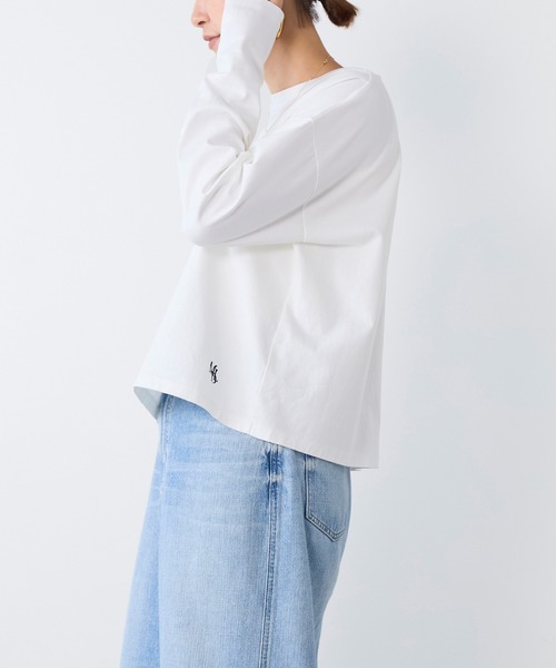 MICA&DEAL(マイカ&ディール)の「ワンポイント刺繍ロングTシャツ(Tシャツ/カットソー・レディース・ホワイト/ブラウン・FREE)」の13枚目の写真