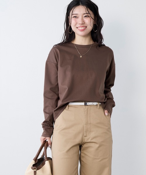 MICA&DEAL(マイカ&ディール)の「ワンポイント刺繍ロングTシャツ(Tシャツ/カットソー・レディース・ホワイト/ブラウン・FREE)」の18枚目の写真