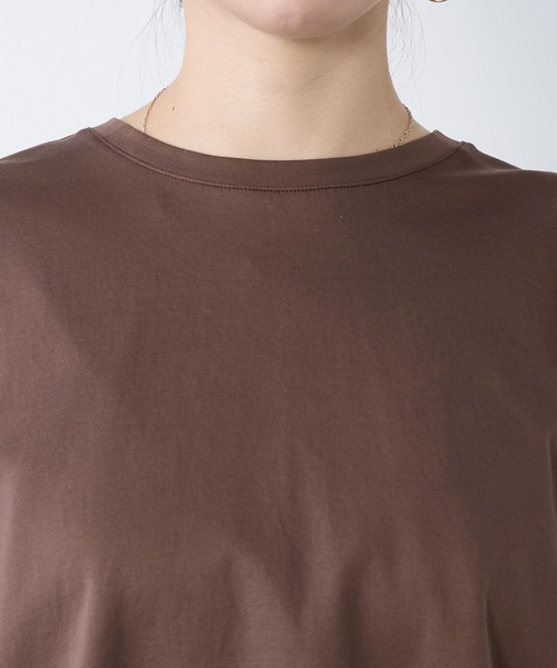 MICA&DEAL(マイカ&ディール)の「ワンポイント刺繍ロングTシャツ(Tシャツ/カットソー・レディース・ホワイト/ブラウン・FREE)」の7枚目の写真