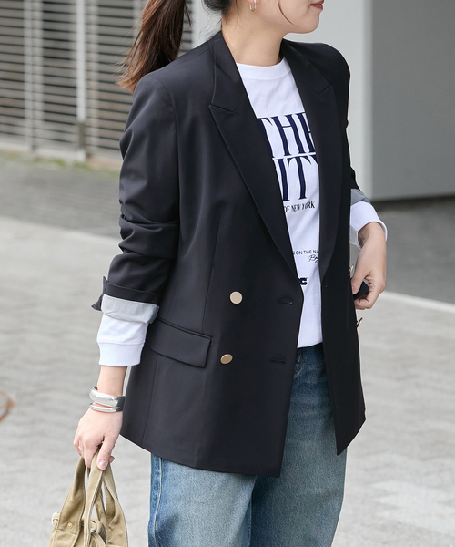 JOURNAL STANDARD（ジャーナルスタンダード）の「《追加》4B ダブルブレステッドジャケット（テーラードジャケット・レディース・ブラック/ネイビー・36/38）」の17枚目の写真