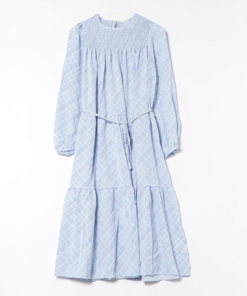 aimoha（アイモハ）の「チェック柄フレアティアードワンピ（ワンピース・レディース・ブルー/ホワイト・FREE）」の10枚目の写真