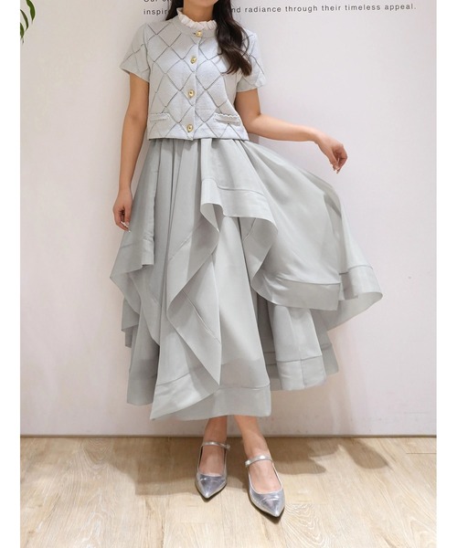 Rirandture（リランドチュール）の「ランダムラッフルシアースカート（スカート・レディース・オフホワイト/ピンク系その他/ミント・2/1）」の2枚目の写真