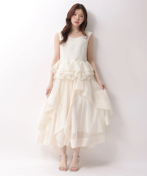 Rirandture（リランドチュール）の「ランダムラッフルシアースカート（スカート・レディース・オフホワイト/ピンク系その他/ミント・2/1）」の4枚目の写真