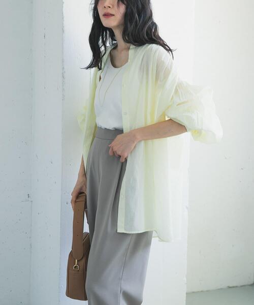 URBAN RESEARCH DOORS（アーバンリサーチドアーズ）の「コットンボイルギャザーブラウス（シャツ/ブラウス・レディース・イエロー/ミント/ベージュ系その他・FREE）」の3枚目の写真