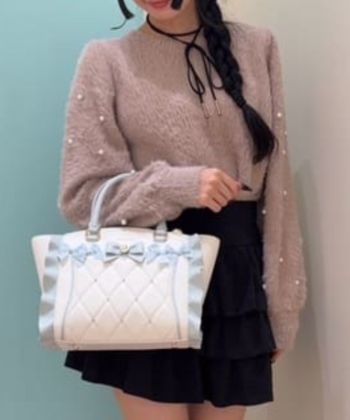 SAMANTHAVEGA(サマンサベガ)の「ハニーフラッター(小)(ハンドバッグ・レディース・ピンク/ライトブルー/ブラック・FREE)」の2枚目の写真
