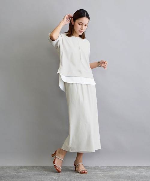 NICOLE white(ニコルホワイト)の「新色追加【セットアップアイテム】レイヤード風Tシャツ×タイトロングスカート 機能素材 UVカット・吸水速乾(ワンピース・レディース・ブラウン/ブラック/ライトグレー/チャコールグレー・FREE)」の19枚目の写真