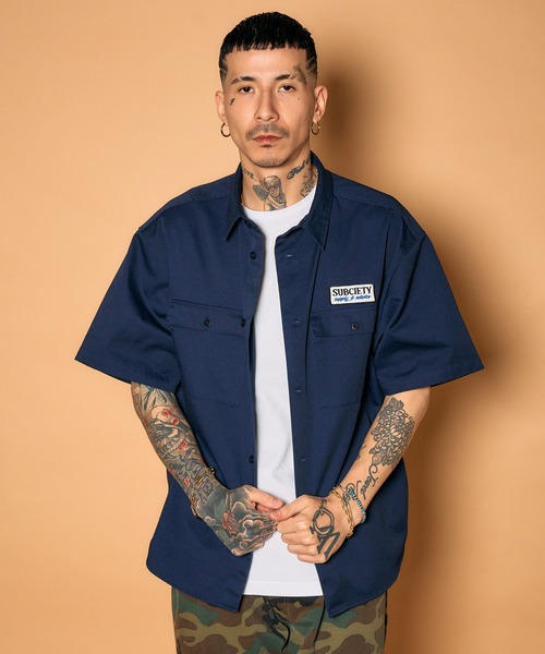 Subciety(サブサエティ)の「Work shirt(シャツ/ブラウス・メンズ・ネイビー/ベージュ/ブラック・MEDIUM/SMALL/X-LARGE/LARGE)」の12枚目の写真