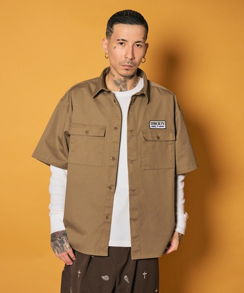 Subciety(サブサエティ)の「Work shirt(シャツ/ブラウス・メンズ・ネイビー/ベージュ/ブラック・MEDIUM/SMALL/X-LARGE/LARGE)」の8枚目の写真