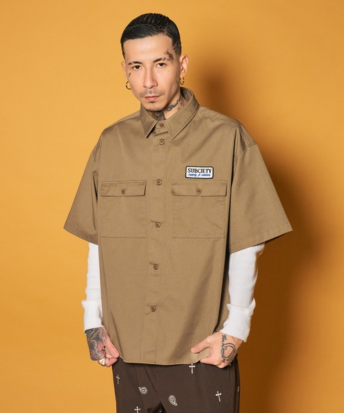 Subciety(サブサエティ)の「Work shirt(シャツ/ブラウス・メンズ・ネイビー/ベージュ/ブラック・MEDIUM/SMALL/X-LARGE/LARGE)」の14枚目の写真