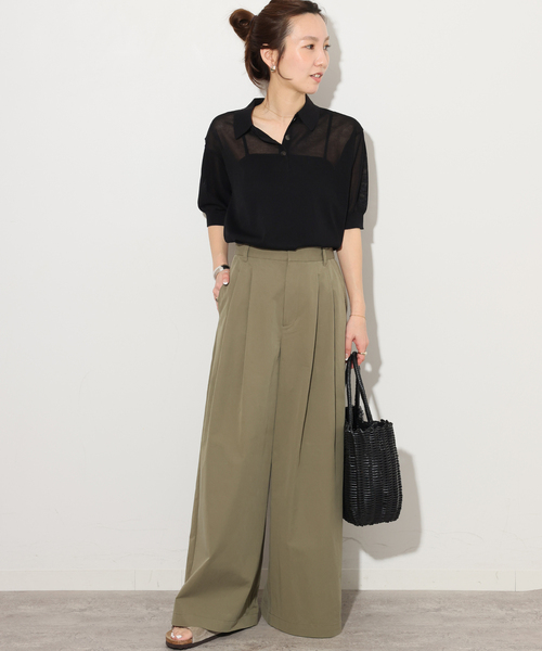 JOURNAL STANDARD relume(ジャーナルスタンダード レリューム)の「シアーニットポロシャツ(ニット/セーター・レディース・ブラック/ピンク/ブラウン・FREE)」の4枚目の写真