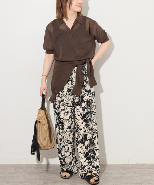 JOURNAL STANDARD relume(ジャーナルスタンダード レリューム)の「シアーニットポロシャツ(ニット/セーター・レディース・ブラック/ピンク/ブラウン・FREE)」の10枚目の写真
