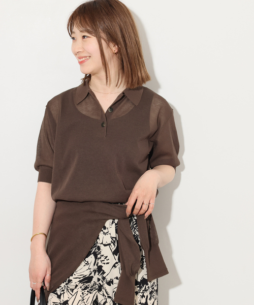 JOURNAL STANDARD relume(ジャーナルスタンダード レリューム)の「シアーニットポロシャツ(ニット/セーター・レディース・ブラック/ピンク/ブラウン・FREE)」の13枚目の写真