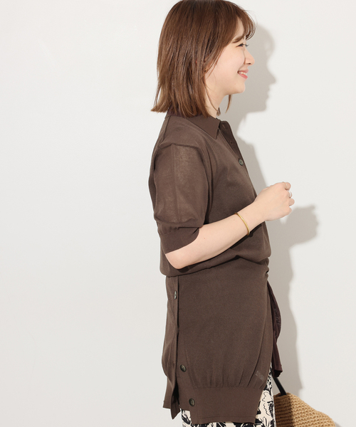 JOURNAL STANDARD relume(ジャーナルスタンダード レリューム)の「シアーニットポロシャツ(ニット/セーター・レディース・ブラック/ピンク/ブラウン・FREE)」の16枚目の写真