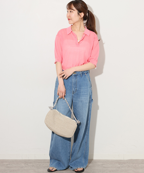 JOURNAL STANDARD relume(ジャーナルスタンダード レリューム)の「シアーニットポロシャツ(ニット/セーター・レディース・ブラック/ピンク/ブラウン・FREE)」の18枚目の写真