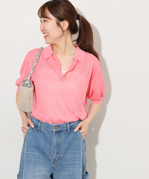 JOURNAL STANDARD relume(ジャーナルスタンダード レリューム)の「シアーニットポロシャツ(ニット/セーター・レディース・ブラック/ピンク/ブラウン・FREE)」の21枚目の写真