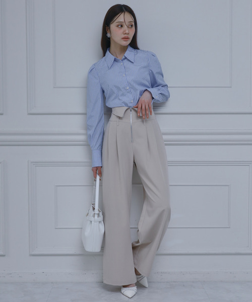 ROYAL PARTY（ロイヤルパーティー）の「キラキララインストーンシャツ（シャツ/ブラウス・レディース・ストライプ/オフホワイト・FREE）」の10枚目の写真