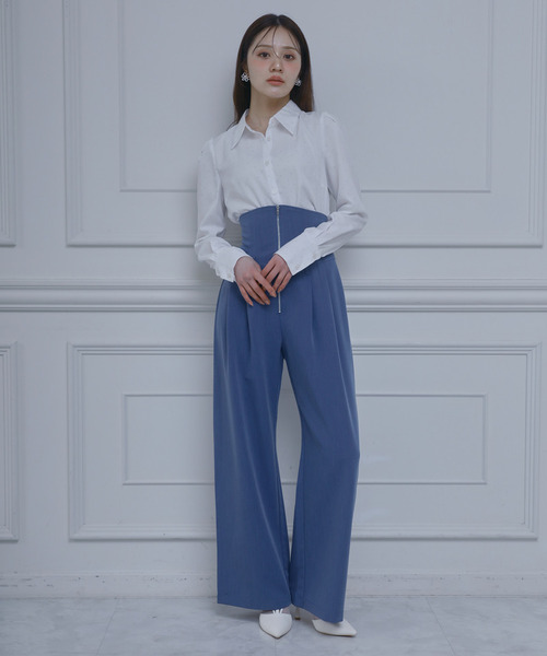 ROYAL PARTY（ロイヤルパーティー）の「キラキララインストーンシャツ（シャツ/ブラウス・レディース・ストライプ/オフホワイト・FREE）」の7枚目の写真