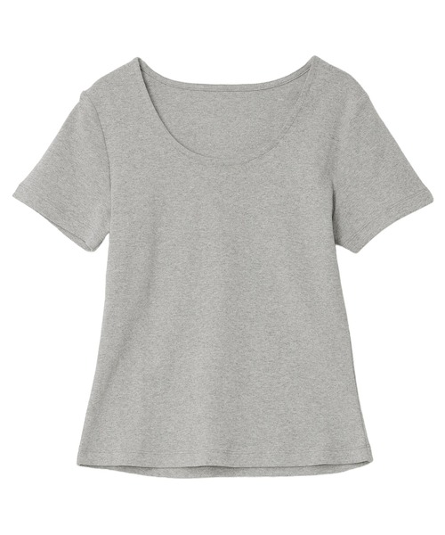 KOBE LETTUCE（コウベレタス）の「[ M L XL 選べるタイプ ] 深開きスクエア Uネック 半袖Tシャツ（Tシャツ/カットソー・レディース・カーキ系/ブラック系/オフホワイト/杢グレー/グレー系/カーキ/ブラック/ホワイト系・L/M/XL）」の20枚目の写真