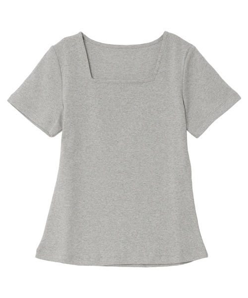 KOBE LETTUCE（コウベレタス）の「[ M L XL 選べるタイプ ] 深開きスクエア Uネック 半袖Tシャツ（Tシャツ/カットソー・レディース・カーキ系/ブラック系/オフホワイト/杢グレー/グレー系/カーキ/ブラック/ホワイト系・L/M/XL）」の19枚目の写真
