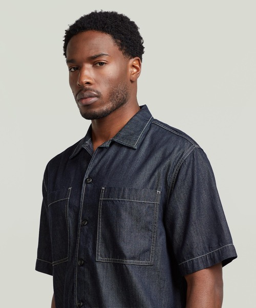 G-STAR（ジースター）の「Bowling 2Pocket Lightweight Regular Shirt/ライトウェイト2ポケットボーリングレギュラーシャツ（シャツ/ブラウス・メンズ・ダークインディゴブルー・X-LARGE/X-SMALL/LARGE/MEDIUM/SMALL）」の3枚目の写真