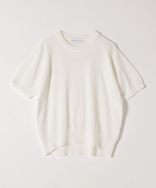 quaranciel（カランシエル）の「quaranciel:〈接触冷感/手洗い可能〉コンパクト シアー ニット TEE（ニット/セーター・レディース・オレンジ/ブラウン/ブラック/オフホワイト・ONE SIZE）」の9枚目の写真