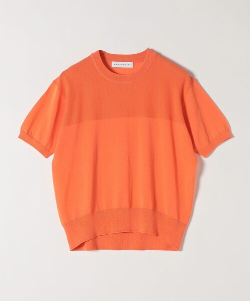 quaranciel（カランシエル）の「quaranciel:〈接触冷感/手洗い可能〉コンパクト シアー ニット TEE（ニット/セーター・レディース・オレンジ/ブラウン/ブラック/オフホワイト・ONE SIZE）」の5枚目の写真