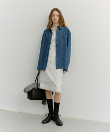 UNISEX OVERSIZED DENIM SHIRT_UDSH6A102_CLASSIC BLUE