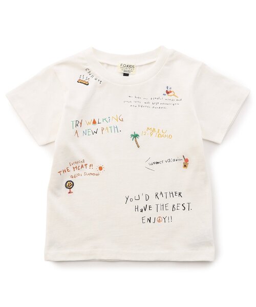 F.O.KIDS(エフオーキッズ)の「ロゴ×ステッチワーク半袖Tシャツ(Tシャツ/カットソー・キッズ・ピンク/チャコール/オフホワイト・150/140/130/120/110/100/90/80)」の2枚目の写真