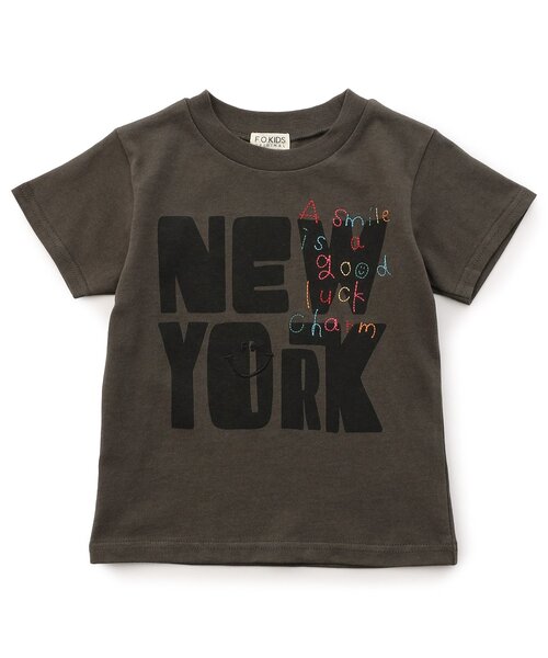 F.O.KIDS(エフオーキッズ)の「ロゴ×ステッチワーク半袖Tシャツ(Tシャツ/カットソー・キッズ・ピンク/チャコール/オフホワイト・150/140/130/120/110/100/90/80)」の1枚目の写真