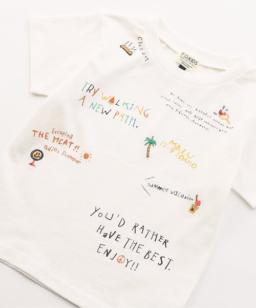 F.O.KIDS(エフオーキッズ)の「ロゴ×ステッチワーク半袖Tシャツ(Tシャツ/カットソー・キッズ・ピンク/チャコール/オフホワイト・150/140/130/120/110/100/90/80)」の13枚目の写真