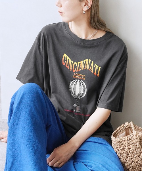 reca（レカ）の「ヴィンテージ気球プリントロゴTシャツ（Tシャツ/カットソー・レディース・オレンジ/チャコールグレー/グレイッシュベージュ・M）」の12枚目の写真