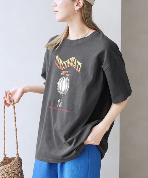 reca（レカ）の「ヴィンテージ気球プリントロゴTシャツ（Tシャツ/カットソー・レディース・オレンジ/チャコールグレー/グレイッシュベージュ・M）」の11枚目の写真