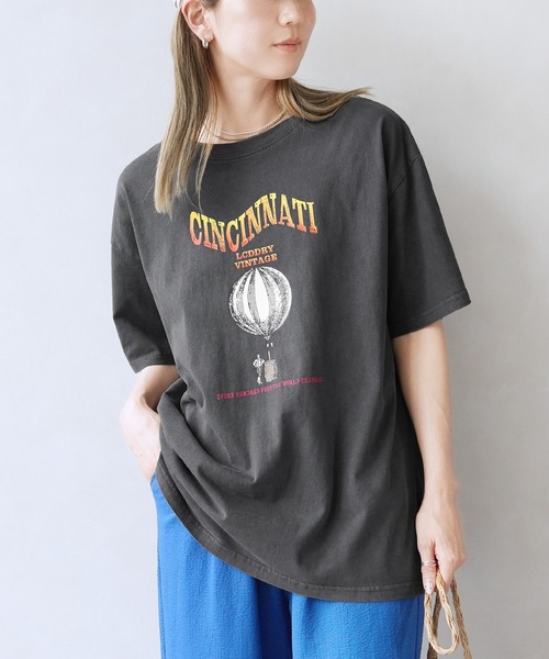 reca（レカ）の「ヴィンテージ気球プリントロゴTシャツ（Tシャツ/カットソー・レディース・オレンジ/チャコールグレー/グレイッシュベージュ・M）」の9枚目の写真