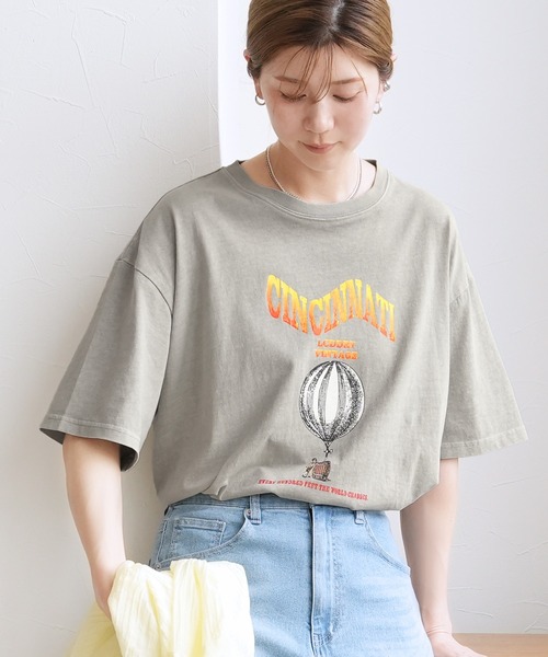 reca（レカ）の「ヴィンテージ気球プリントロゴTシャツ（Tシャツ/カットソー・レディース・オレンジ/チャコールグレー/グレイッシュベージュ・M）」の7枚目の写真
