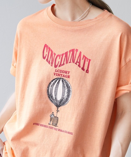 reca（レカ）の「ヴィンテージ気球プリントロゴTシャツ（Tシャツ/カットソー・レディース・オレンジ/チャコールグレー/グレイッシュベージュ・M）」の22枚目の写真
