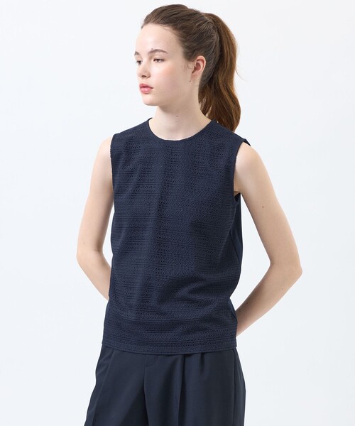 MACKINTOSH PHILOSOPHY（ﾏｯｷﾝﾄｯｼｭ ﾌｨﾛｿﾌｨｰ）の「レースコンビノースリーブカットソー（Tシャツ/カットソー・レディース・オフホワイト/ブラック/ダークネイビー・38）」の3枚目の写真