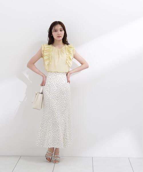 PROPORTION BODY DRESSING(プロポーションボディドレッシング)の「ボリュームラッフルブラウス / 1216110502(シャツ/ブラウス・レディース・ブラック/ホワイト系その他/イエロー・FREE)」の4枚目の写真