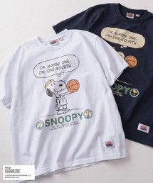 【75】【PEANUTS/ピーナッツ】×【NUTMEG/ナツメグ】ダブルネーム スヌーピー スケボー＆バスケットボール グラフィック クルーネックTシャツ