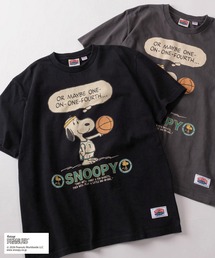 【75】【PEANUTS/ピーナッツ】×【NUTMEG/ナツメグ】ダブルネーム スヌーピー スケボー＆バスケットボール グラフィック クルーネックTシャツ