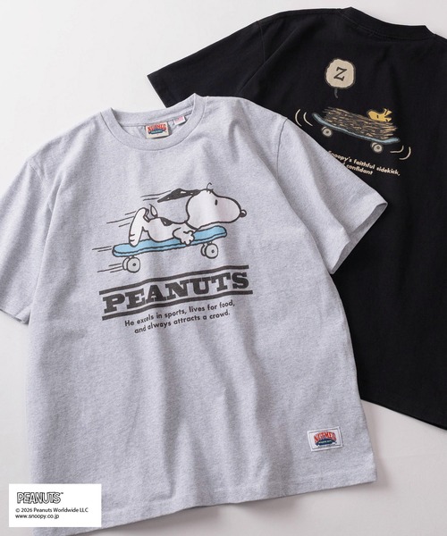 PEANUTS（ピーナッツ）の「【75】【PEANUTS/ピーナッツ】×【NUTMEG/ナツメグ】ダブルネーム スヌーピー スケボー＆バスケットボール グラフィック クルーネックTシャツ（Tシャツ/カットソー・メンズ・ブラック系1/ネイビー系1/グレー系1/ライトグレー系/ライトグレー系1/ブラック系/ホワイト系1/ホワイト系/ネイビー系/グレー系・XL/L/M）」の7枚目の写真