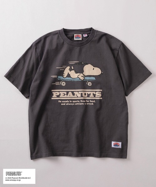 PEANUTS（ピーナッツ）の「【75】【PEANUTS/ピーナッツ】×【NUTMEG/ナツメグ】ダブルネーム スヌーピー スケボー＆バスケットボール グラフィック クルーネックTシャツ（Tシャツ/カットソー・メンズ・ブラック系1/ネイビー系1/グレー系1/ライトグレー系/ライトグレー系1/ブラック系/ホワイト系1/ホワイト系/ネイビー系/グレー系・XL/L/M）」の11枚目の写真