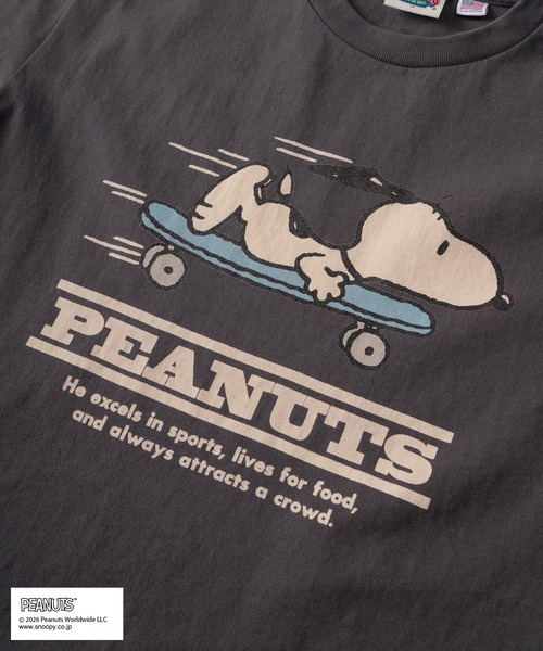 PEANUTS（ピーナッツ）の「【75】【PEANUTS/ピーナッツ】×【NUTMEG/ナツメグ】ダブルネーム スヌーピー スケボー＆バスケットボール グラフィック クルーネックTシャツ（Tシャツ/カットソー・メンズ・ブラック系1/ネイビー系1/グレー系1/ライトグレー系/ライトグレー系1/ブラック系/ホワイト系1/ホワイト系/ネイビー系/グレー系・XL/L/M）」の14枚目の写真