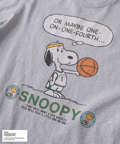 PEANUTS（ピーナッツ）の「【75】【PEANUTS/ピーナッツ】×【NUTMEG/ナツメグ】ダブルネーム スヌーピー スケボー＆バスケットボール グラフィック クルーネックTシャツ（Tシャツ/カットソー・メンズ・ブラック系1/ネイビー系1/グレー系1/ライトグレー系/ライトグレー系1/ブラック系/ホワイト系1/ホワイト系/ネイビー系/グレー系・XL/L/M）」の16枚目の写真