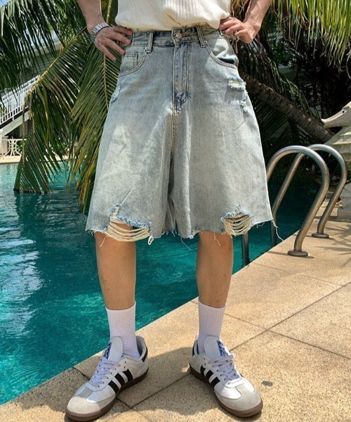 B.R.U(ブル)の「ダメージデニムハーフパンツ(デニムパンツ・メンズ・ブルー・MEDIUM/LARGE)」の6枚目の写真