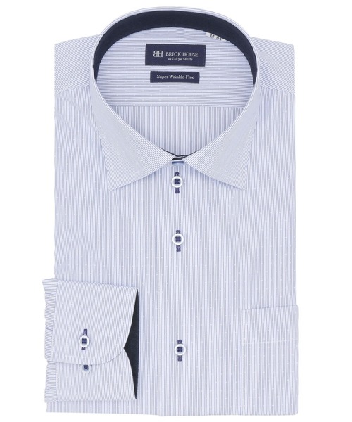 TOKYO SHIRTS(トウキョウシャツ)の「【超形態安定】 形態安定ノンアイロン ワイド 長袖ビジネスワイシャツ(ビジネスシャツ・メンズ・ブルー・首回り39cm-裄丈80cm/首回り43cm-裄丈86cm/首回り43cm-裄丈82cm/首回り42cm-裄丈86cm/首回り42cm-裄丈82cm/首回り41cm-裄丈86cm/首回り41cm-裄丈82cm/首回り39cm-裄丈84cm/首回り37cm-裄丈84cm/首回り37cm-裄丈80cm)」の1枚目の写真