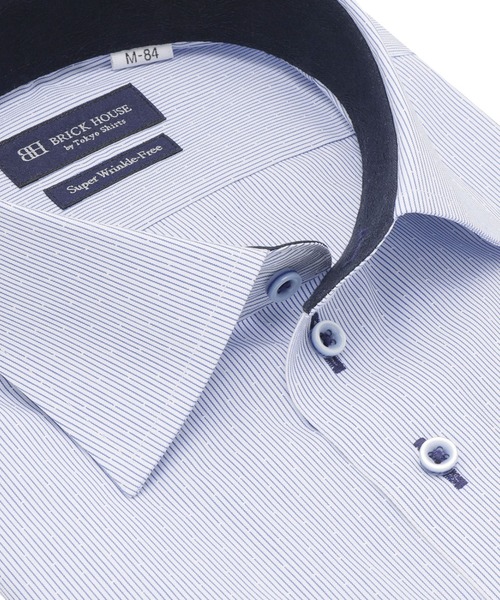 TOKYO SHIRTS(トウキョウシャツ)の「【超形態安定】 形態安定ノンアイロン ワイド 長袖ビジネスワイシャツ(ビジネスシャツ・メンズ・ブルー・首回り39cm-裄丈80cm/首回り43cm-裄丈86cm/首回り43cm-裄丈82cm/首回り42cm-裄丈86cm/首回り42cm-裄丈82cm/首回り41cm-裄丈86cm/首回り41cm-裄丈82cm/首回り39cm-裄丈84cm/首回り37cm-裄丈84cm/首回り37cm-裄丈80cm)」の2枚目の写真