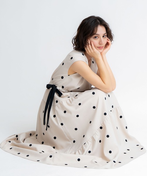 NOELA(ノエラ)の「リネンタッチドットワンピース(ワンピース・レディース・オフホワイト/モカ・S/M)」の8枚目の写真